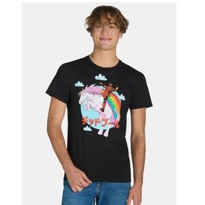 Deadpool Marvel Black and Red Short Sleeve Tee with Bold Design